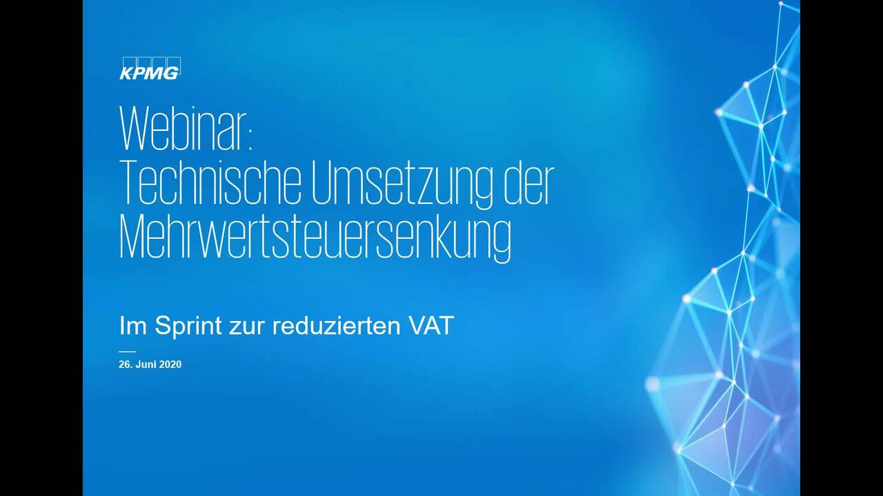 Vorschaubild für Web-Kurs: Die technische Umsetzung der Mehrwertsteuersenkung – Im Sprint zur reduzierten VAT