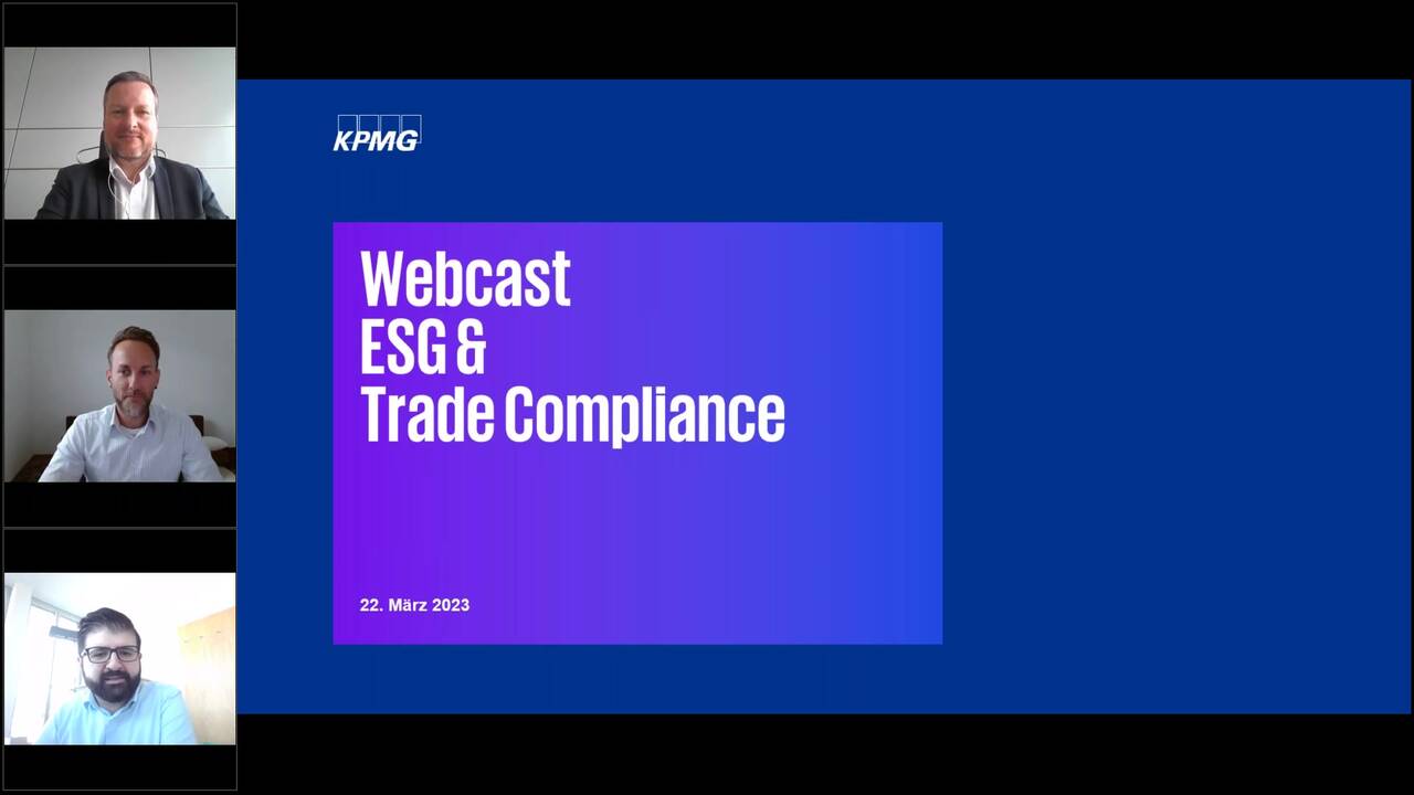 Vorschaubild für Webcast: Trade Compliance - ESG im Kontext von Exportkontrolle, Zoll und Verbrauchsteuern