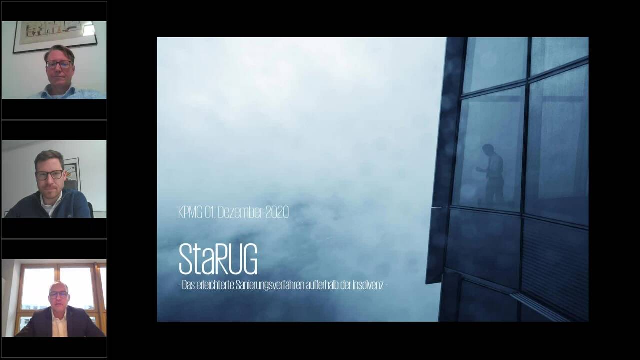 Vorschaubild für Webcast Live: StaRUG – Das erleichterte Sanierungsverfahren außerhalb der Insolvenz