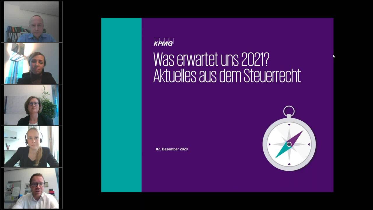 Vorschaubild für Webcast Live: Was erwartet uns 2021? Aktuelles aus dem Steuerrecht
