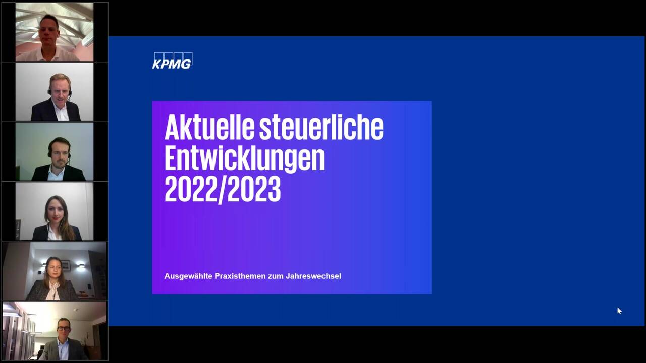 Vorschaubild für Webcast: Aktuelle steuerliche Entwicklungen 2022/ 2023