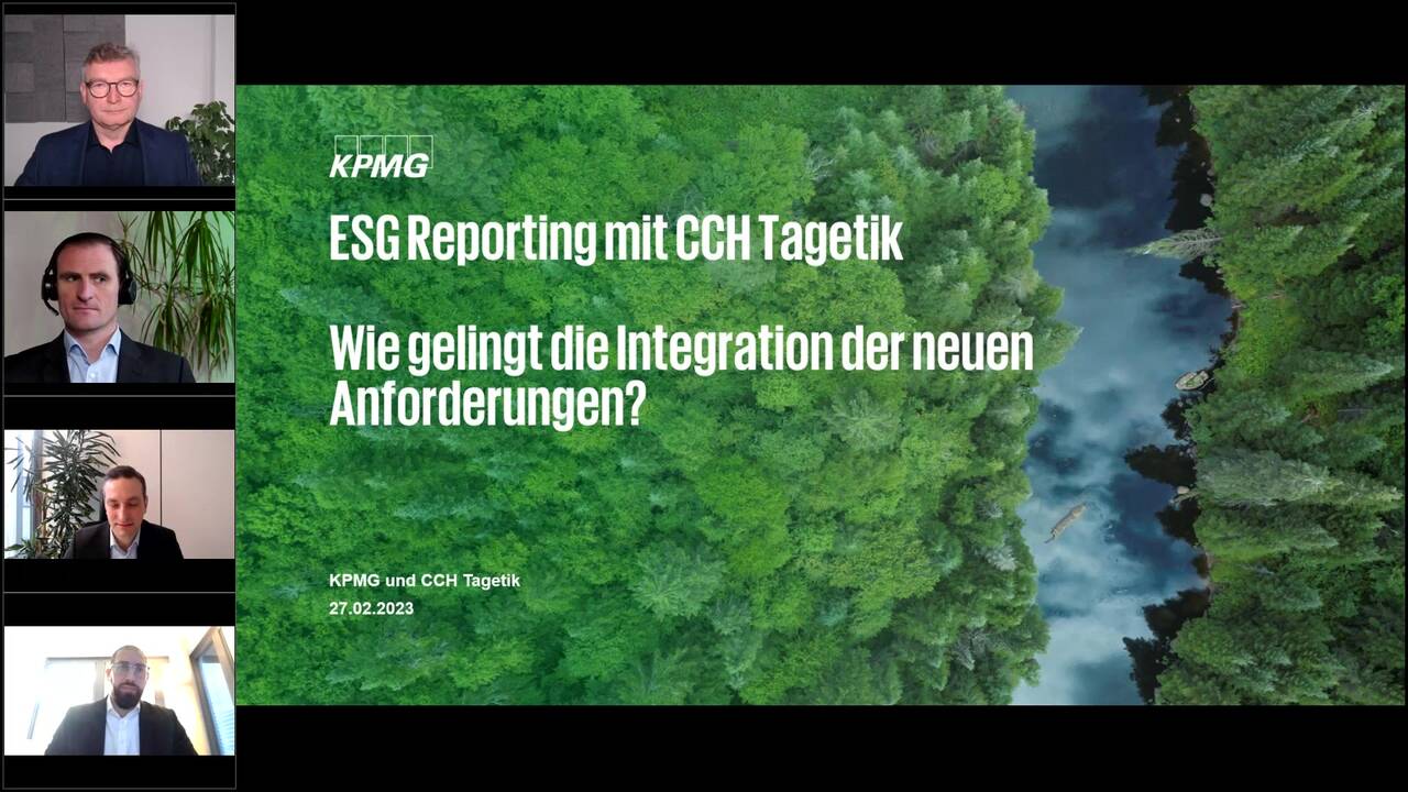 Vorschaubild für Webcast: ESG Reporting mit CCH Tagetik - wie gelingt die Integration der neuen Anforderungen?