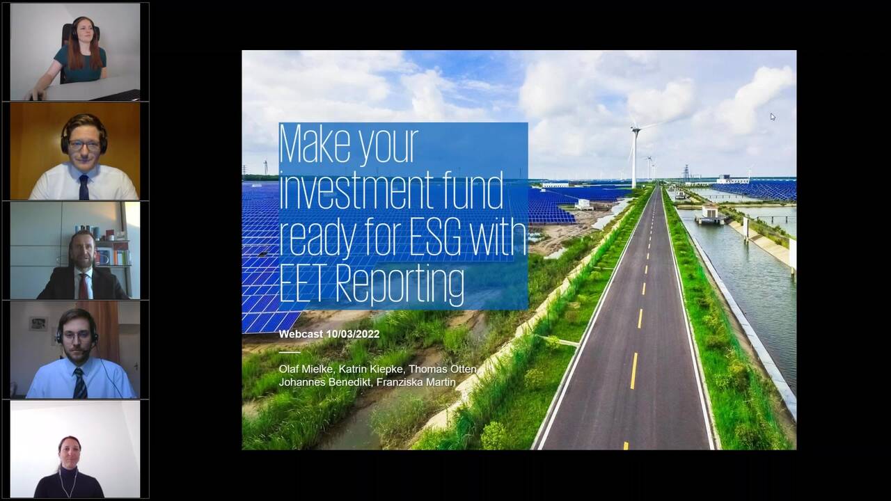 Vorschaubild für Webcast Live: Make your investment fund ready for ESG with EET Reporting