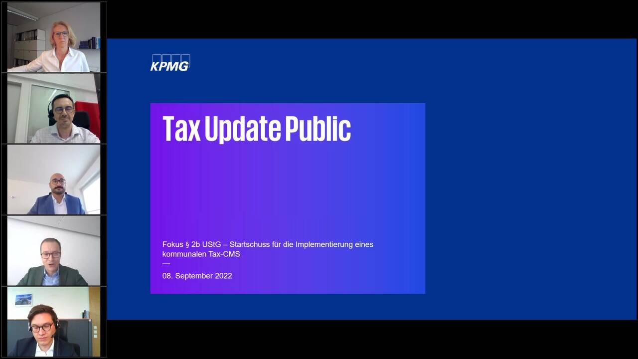Vorschaubild für Tax Update Public – Fokus § 2b UStG – Startschuss für die Implementierung eines kommunalen Tax CMS
