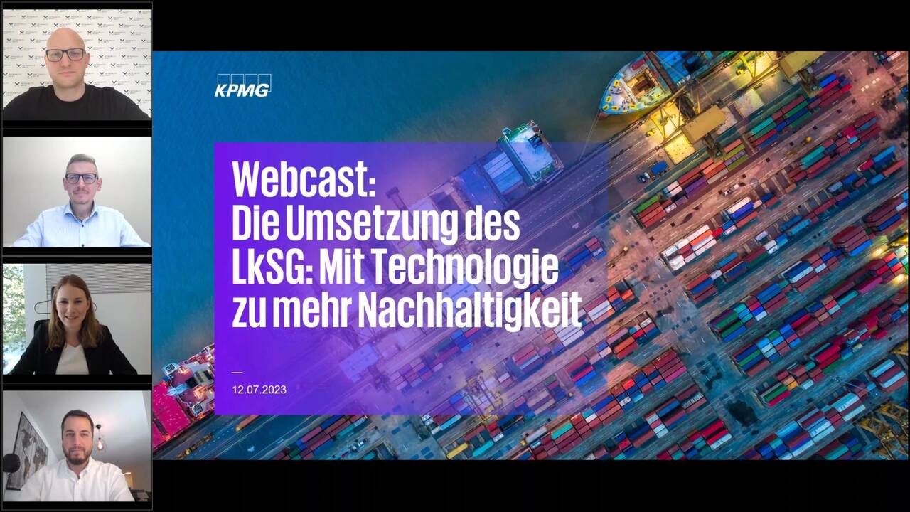 Vorschaubild für Webcast: Die Umsetzung des LkSG - Mit Technologie zu mehr Nachhaltigkeit