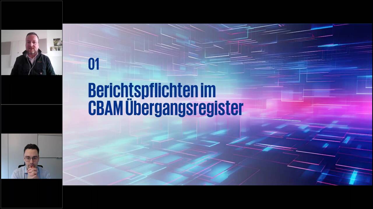 Vorschaubild für Webcast-Live: CBAM-Berichtspflicht - Anforderungen effizient umsetzen